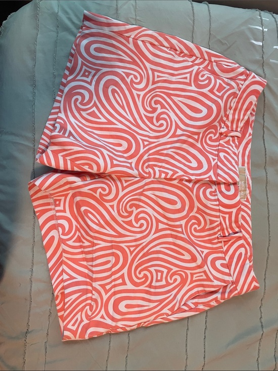 Michael Kors Pants - Michael Kors Coral and White Swirl Print Bermuda Shorts